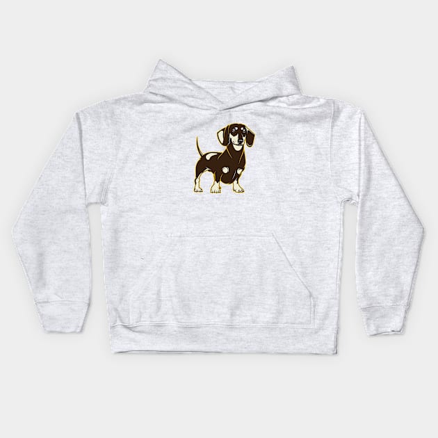 Dashing Dachshund Dog Art Kids Hoodie by Rumble Dog Tees